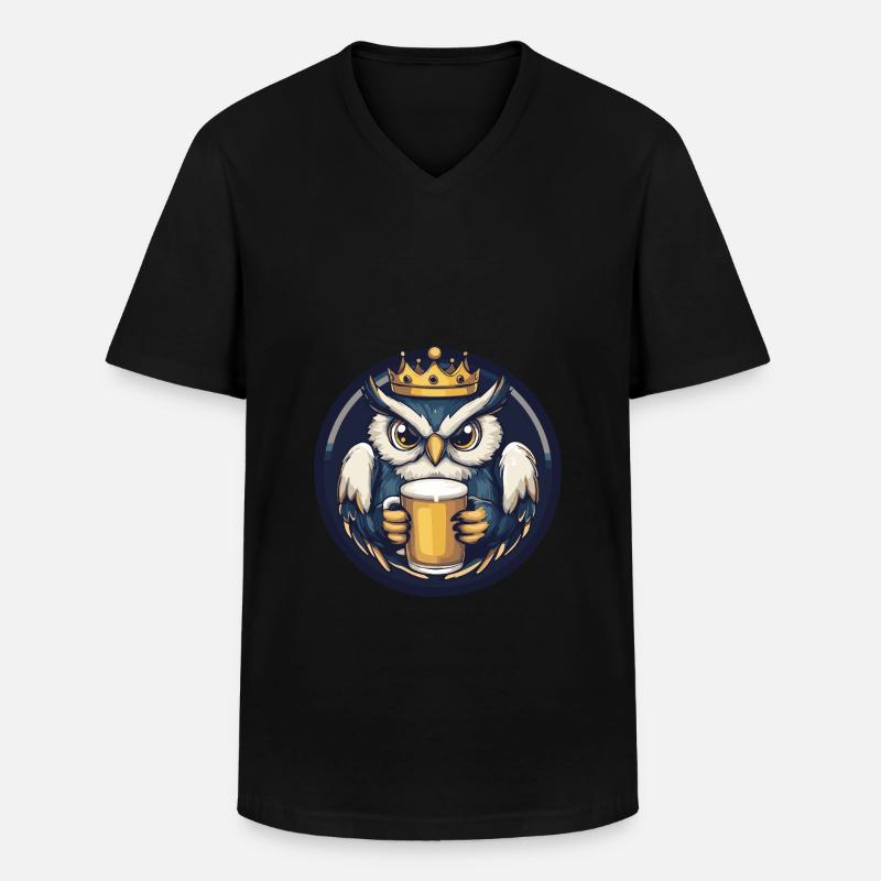 Eule Bier - Männer-T-Shirt mit V-Ausschnitt - Schwarz