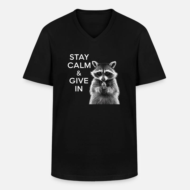 Meme Waschbär - Männer-T-Shirt mit V-Ausschnitt - Schwarz