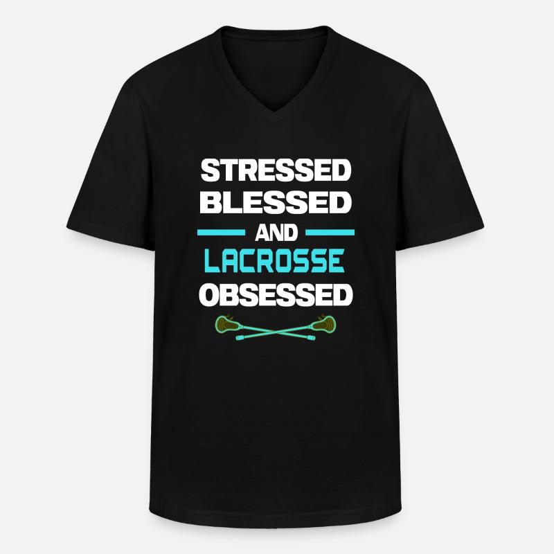 lacrosse lacrosseschläger lacrosse-obsessed - Männer-T-Shirt mit V-Ausschnitt - Schwarz