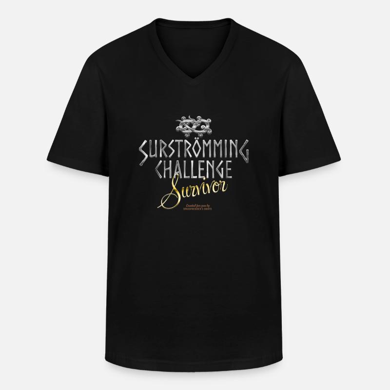 Surströmming Challenge Survivor - Männer-T-Shirt mit V-Ausschnitt - Schwarz