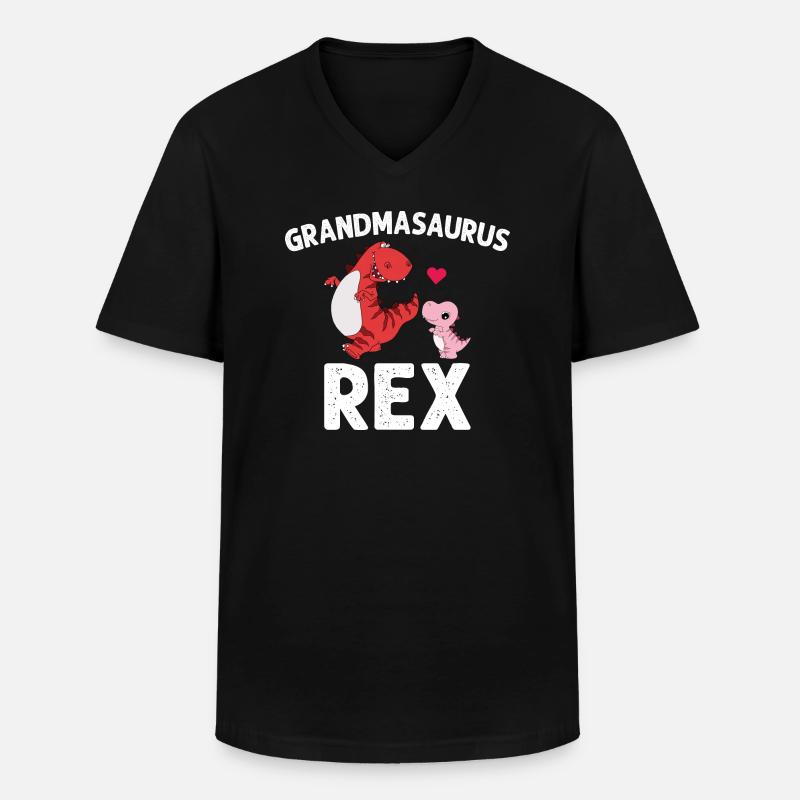 Oma Grandmasaurus Rex - Männer-T-Shirt mit V-Ausschnitt - Schwarz