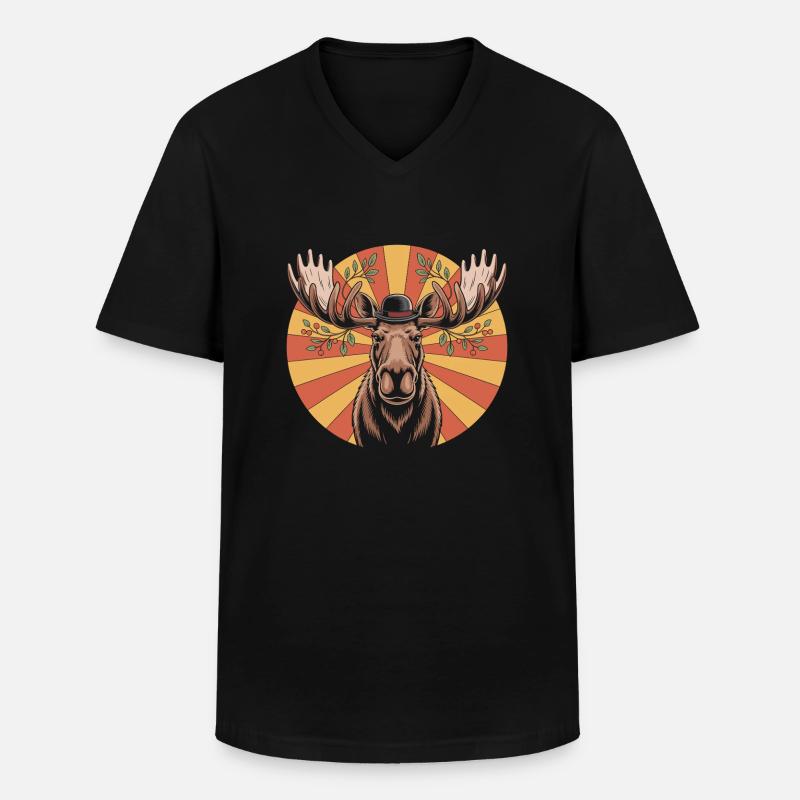 Elch Tier - Männer-T-Shirt mit V-Ausschnitt - Schwarz