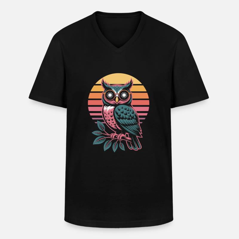 Eule Vogel - Männer-T-Shirt mit V-Ausschnitt - Schwarz