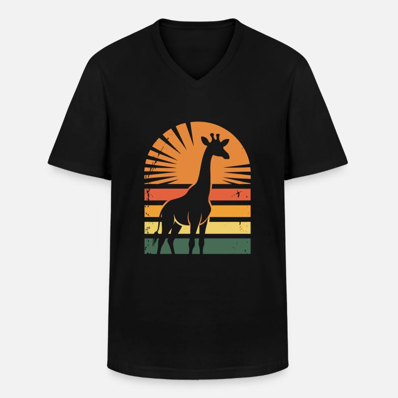 Giraffe - Männer-T-Shirt mit V-Ausschnitt - Schwarz