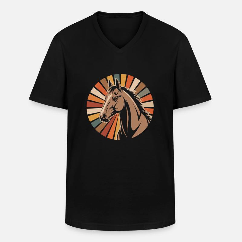 Pferd Reiter - Männer-T-Shirt mit V-Ausschnitt - Schwarz