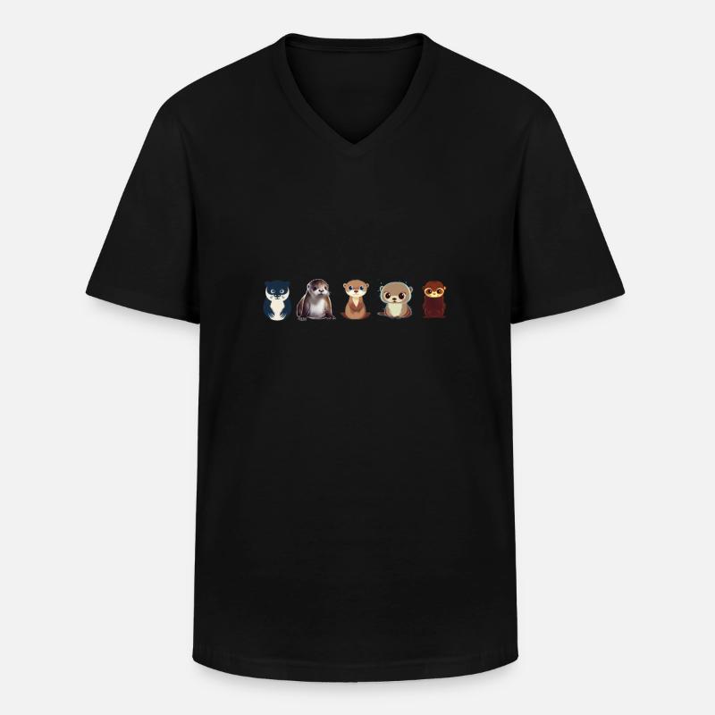 OtterShort - Männer-T-Shirt mit V-Ausschnitt - Schwarz
