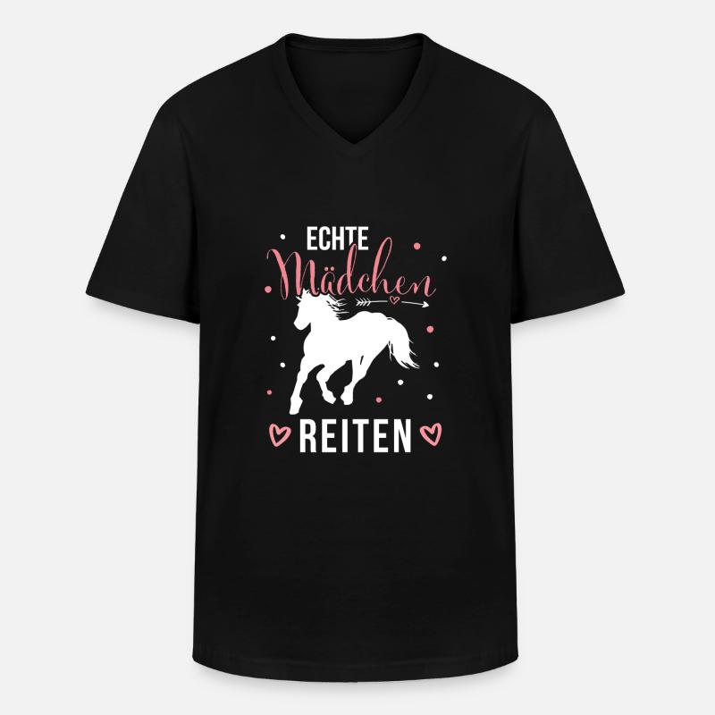 Echte Mädchen Reiten Pferde Mädchen - Männer-T-Shirt mit V-Ausschnitt - Schwarz
