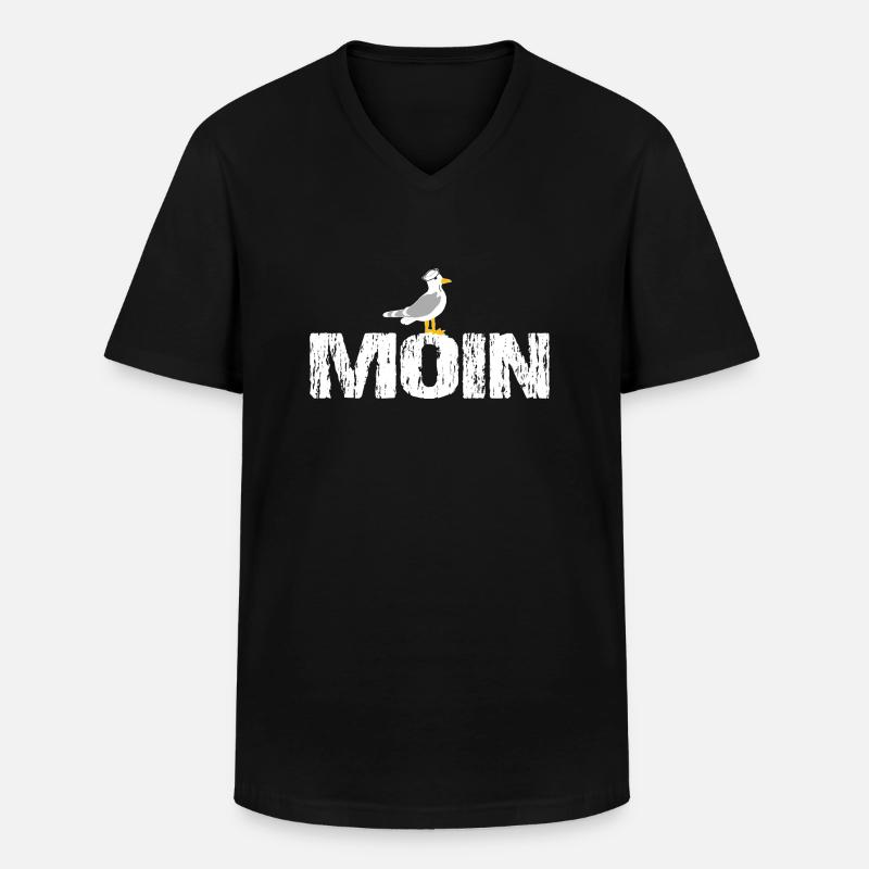 Moin - Männer-T-Shirt mit V-Ausschnitt - Schwarz
