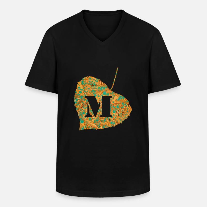 blatt e 95 m - Männer-T-Shirt mit V-Ausschnitt - Schwarz