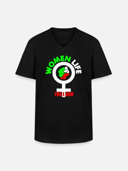 Women life freedom - Men's V-Neck T-Shirt - black