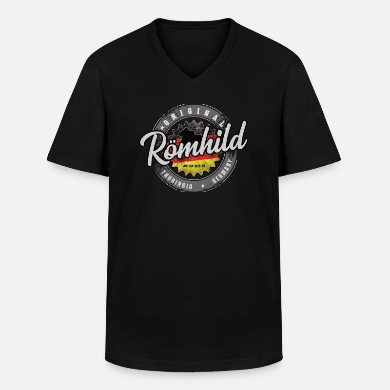 Original Germany Thüringen Röhmhild - Männer-T-Shirt mit V-Ausschnitt - Schwarz