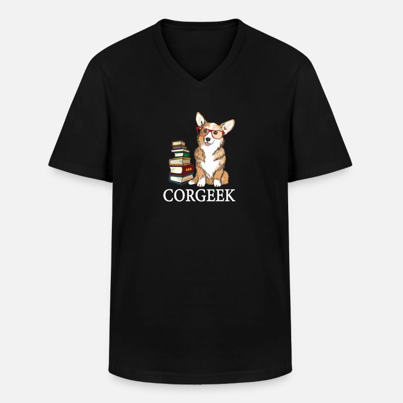 Corgi - Männer-T-Shirt mit V-Ausschnitt - Schwarz