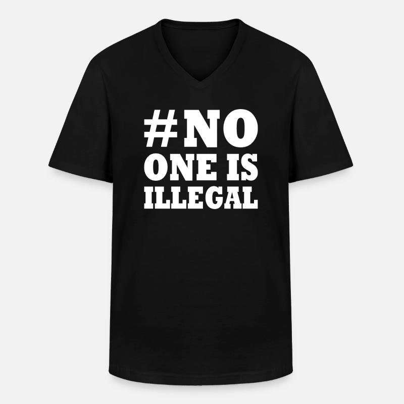 No one is illegal - Männer-T-Shirt mit V-Ausschnitt - Schwarz