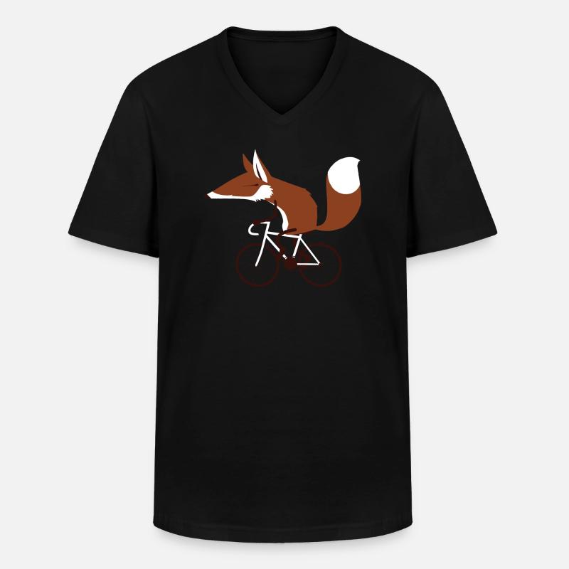 Cycling Fox - Männer-T-Shirt mit V-Ausschnitt - Schwarz