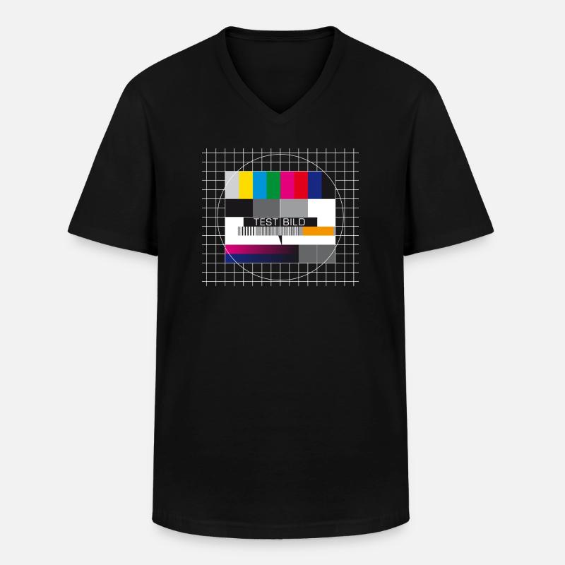 Testbild Fernsehen Bildschirm Sendeschluss Display - Männer-T-Shirt mit V-Ausschnitt - Schwarz