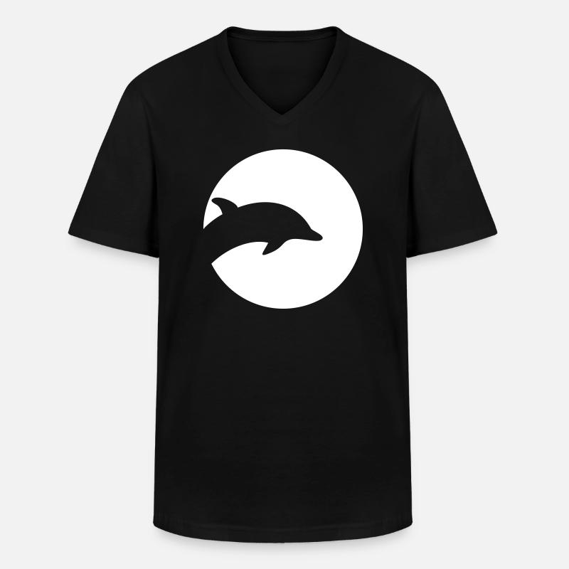 Delfin - Männer-T-Shirt mit V-Ausschnitt - Schwarz
