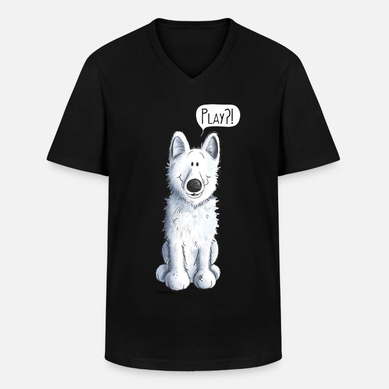 Schweizer Schäferhund Play - Männer-T-Shirt mit V-Ausschnitt - Schwarz