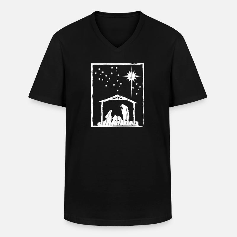 Weihnachten christlich - Männer-T-Shirt mit V-Ausschnitt - Schwarz