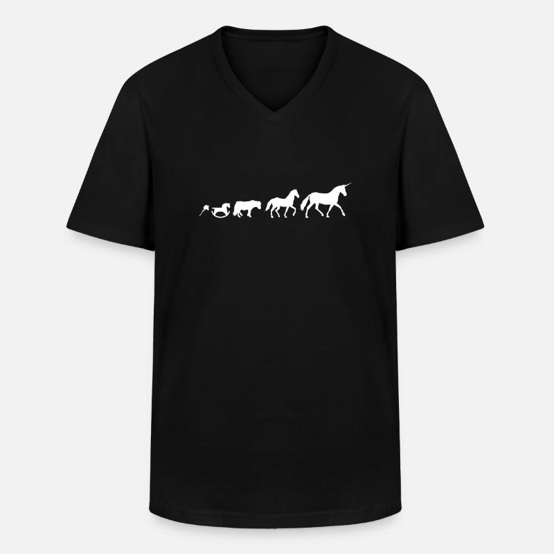 Einhorn Evolution in weiß - Männer-T-Shirt mit V-Ausschnitt - Schwarz