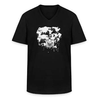 Skull. World. Pollution. - Men's V-Neck T-Shirt - black - Front - AI Model Male 178 dark (178cm)