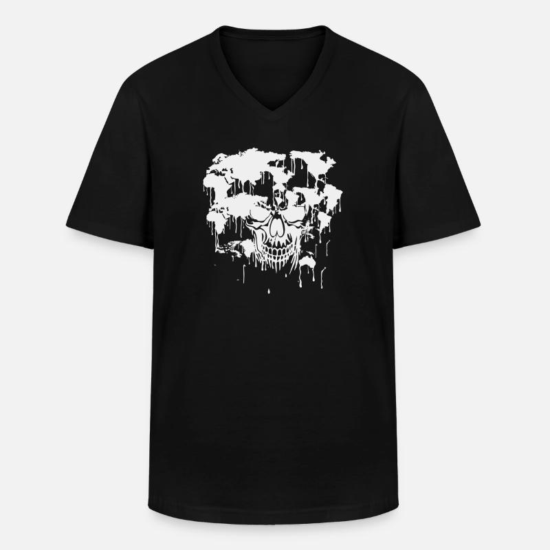 Skull. World. Pollution. - Männer-T-Shirt mit V-Ausschnitt - Schwarz