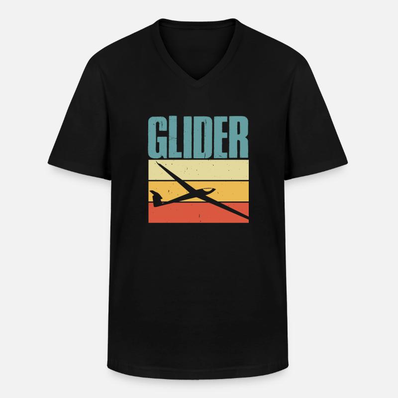 Segelflugzeug - Männer-T-Shirt mit V-Ausschnitt - Schwarz