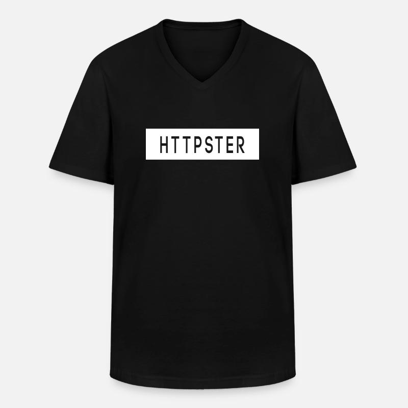 HTTPSTER - Männer-T-Shirt mit V-Ausschnitt - Schwarz