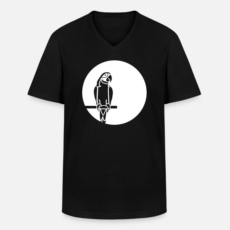 Papagei - Männer-T-Shirt mit V-Ausschnitt - Schwarz