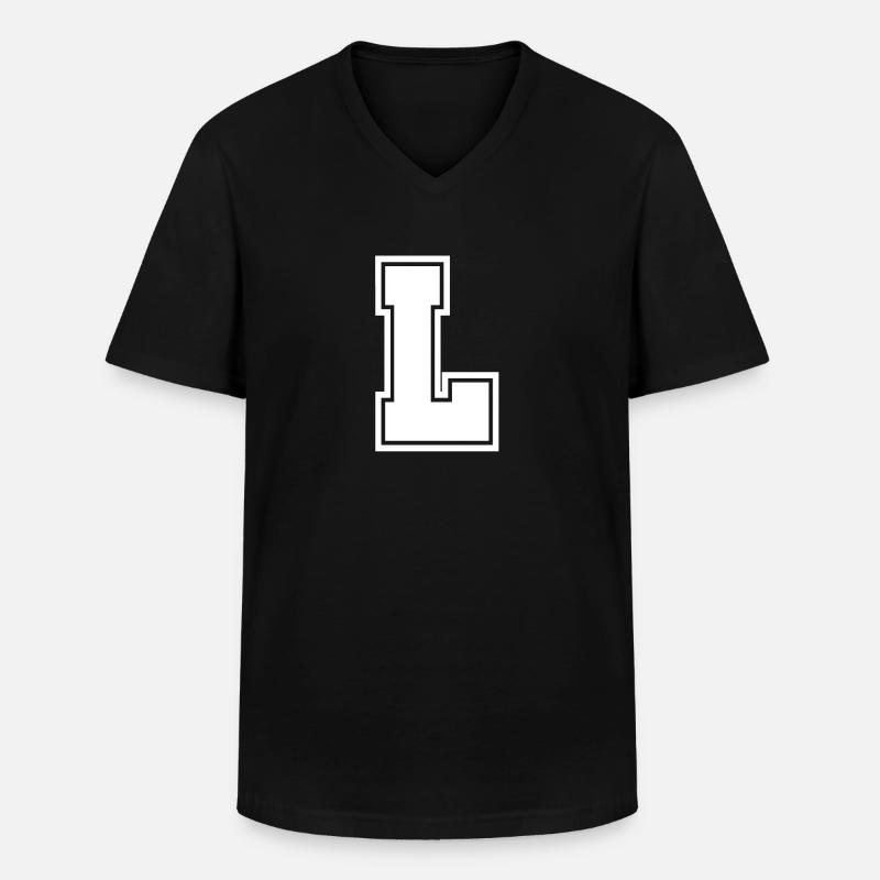 Buchstabe L - Männer-T-Shirt mit V-Ausschnitt - Schwarz