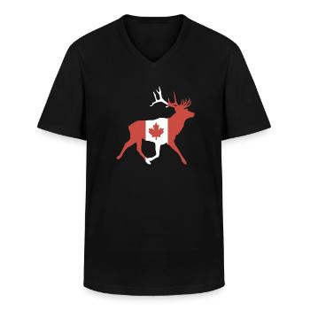 Deer with Canadian flag - Men's V-Neck T-Shirt - black - Front - AI Model Male 178 dark (178cm)