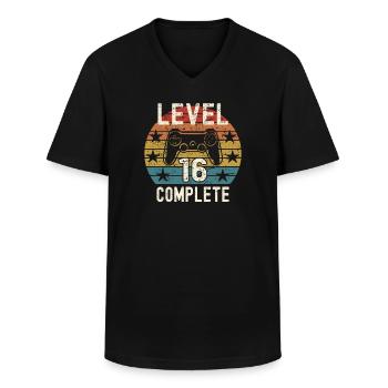 Gamer 16. Geburtstag Level 16 - Männer-T-Shirt mit V-Ausschnitt - Schwarz - Vorne - AI Model Male 178 dark (178cm)