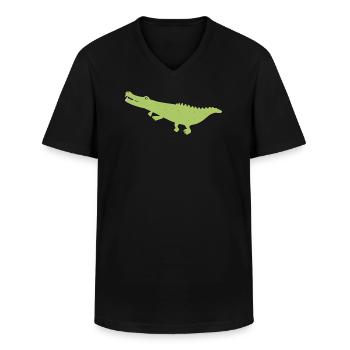 Crocodile animal illustration alligator gift - Men's V-Neck T-Shirt - black - Front - AI Model Male 178 dark (178cm)