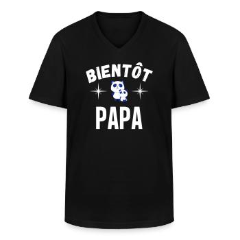 Bientôt papa - futur papa - femme enceinte - T-shirt col V Homme - noir - Devant - AI Model Male 178 dark (178cm)