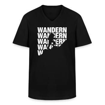 Wandern Berge Wanderer Bergsteiger - Männer-T-Shirt mit V-Ausschnitt - Schwarz - Vorne - AI Model Male 178 dark (178cm)