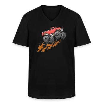 Monster Truck - Men's V-Neck T-Shirt - black - Front - AI Model Male 178 dark (178cm)