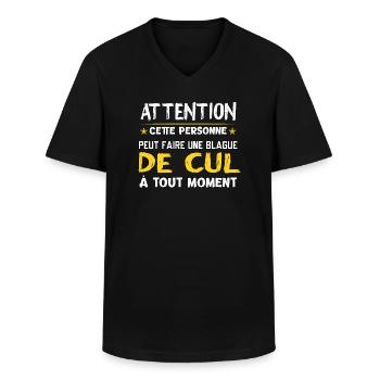 Blague de cul beauf humour sexe cadeau drôle - T-shirt col V Homme - noir - Devant - AI Model Male 178 dark (178cm)
