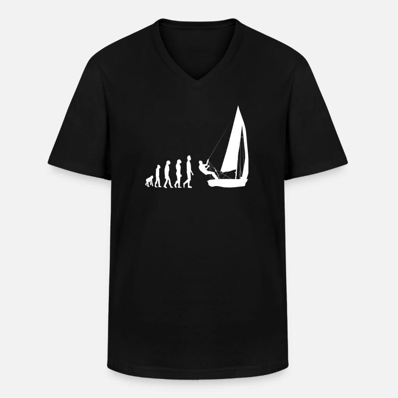 Sailing Sailboat Sailing Evolution - Men's V-Neck T-Shirt - black