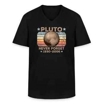Pluto Never Forget Astronomie Weltraum - Männer-T-Shirt mit V-Ausschnitt - Schwarz - Vorne - AI Model Male 178 dark (178cm)