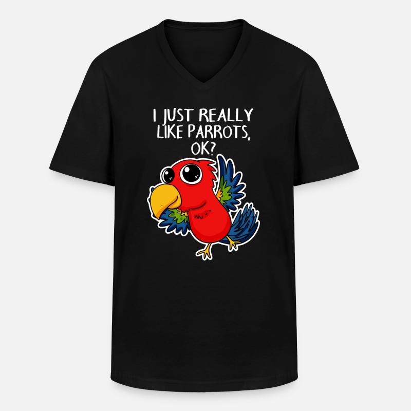 Papagei - Männer-T-Shirt mit V-Ausschnitt - Schwarz