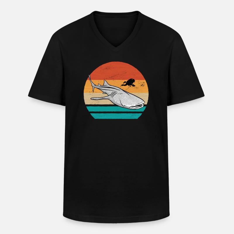 Tauchen mit Walhai - Männer-T-Shirt mit V-Ausschnitt - Schwarz