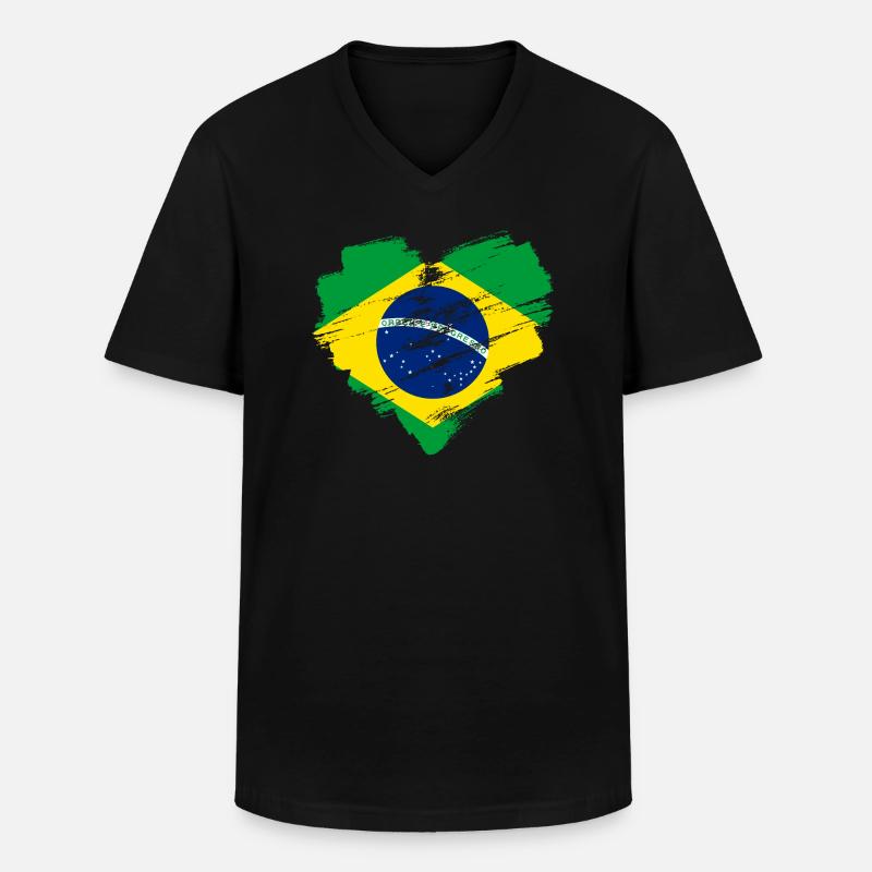 Brasilien - Männer-T-Shirt mit V-Ausschnitt - Schwarz