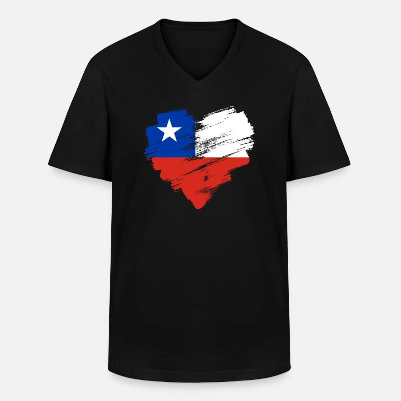 Chile - Männer-T-Shirt mit V-Ausschnitt - Schwarz