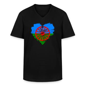 Roma - Men's V-Neck T-Shirt - black - Front - AI Model Male 178 dark (178cm)