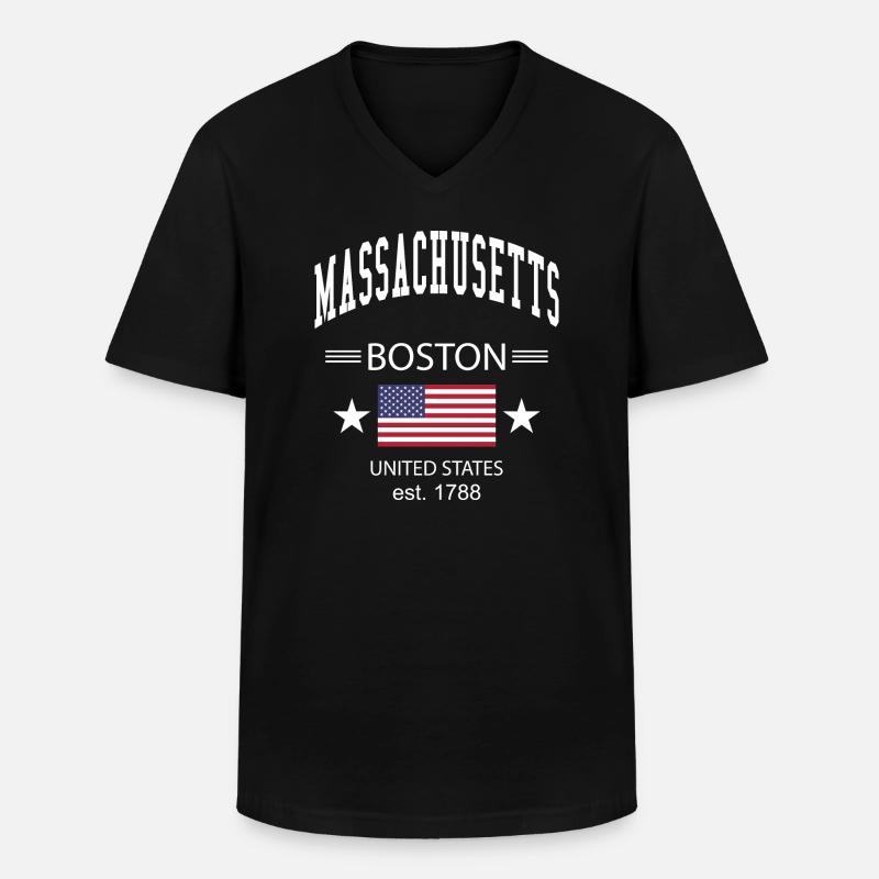 Massachusetts - Männer-T-Shirt mit V-Ausschnitt - Schwarz