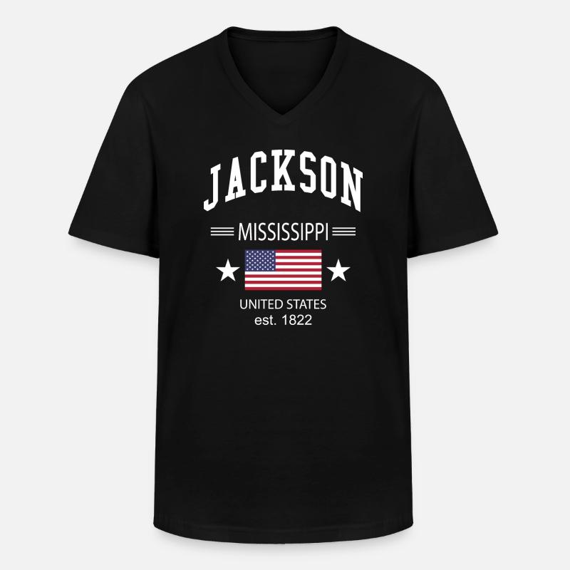 Jackson - Männer-T-Shirt mit V-Ausschnitt - Schwarz