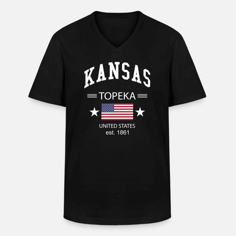 Kansas - Männer-T-Shirt mit V-Ausschnitt - Schwarz