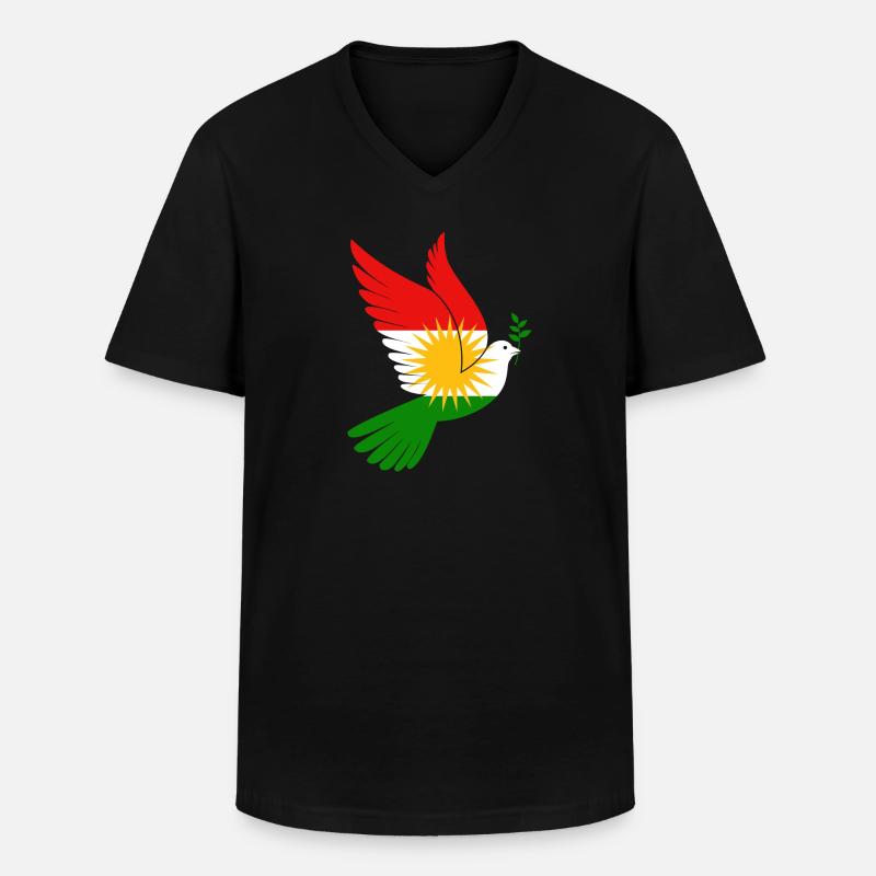 Taube Kurdistan Peace - Männer-T-Shirt mit V-Ausschnitt - Schwarz