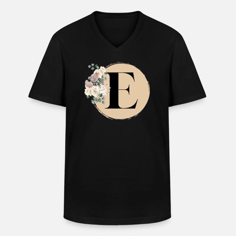 Buchstabe E - Männer-T-Shirt mit V-Ausschnitt - Schwarz