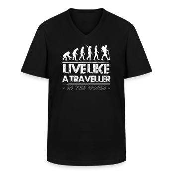 Live Like a Traveller - Männer-T-Shirt mit V-Ausschnitt - Schwarz - Vorne - AI Model Male 178 dark (178cm)