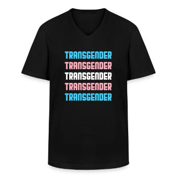 Drapeau transgenre Trans Pride LGBTQ - T-shirt col V Homme - noir - Devant - AI Model Male 178 dark (178cm)